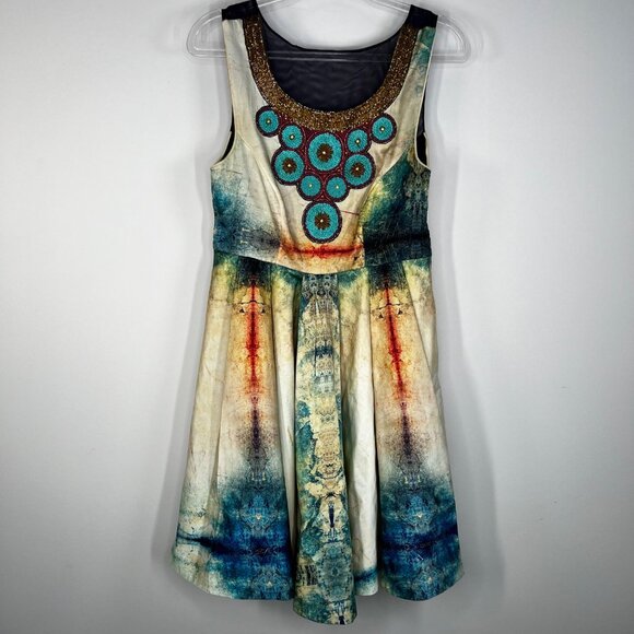 Anthropologie Bhanuni by Jyoti Villette Dress Beaded Watercolor Size 2 - Picture 2 of 11